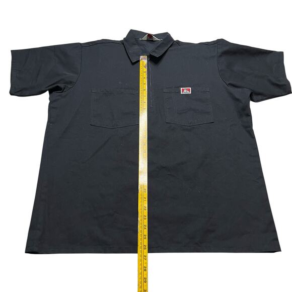 Ben Davis Work Shirt Men's XL Black Half-Zip Short Sleeve Double Pocket Logo Y2K - Picture 6 of 9